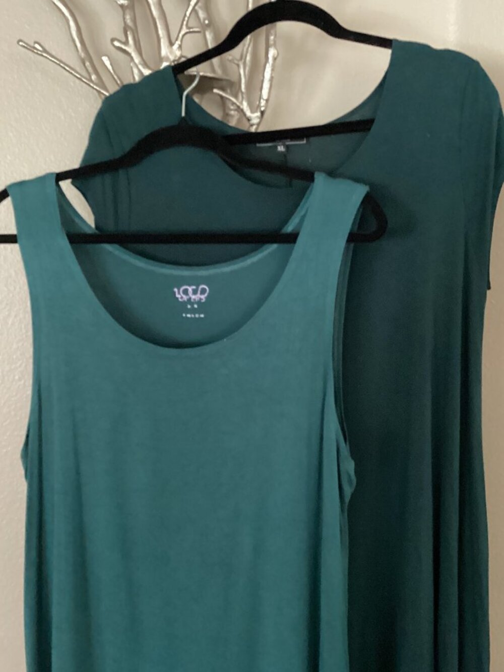 Vibe Sportswear, 2 teal workout tops, size XL